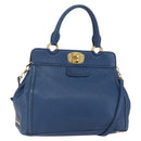 Miu Miu Handtasche Leder 2-Wege Blau Gold Original 156133-1