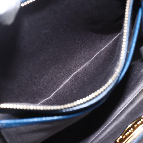 Miu Miu Handtasche Leder 2-Wege Blau Gold Original 156133