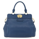 Miu Miu Handtasche Leder 2-Wege Blau Gold Original 156133-13