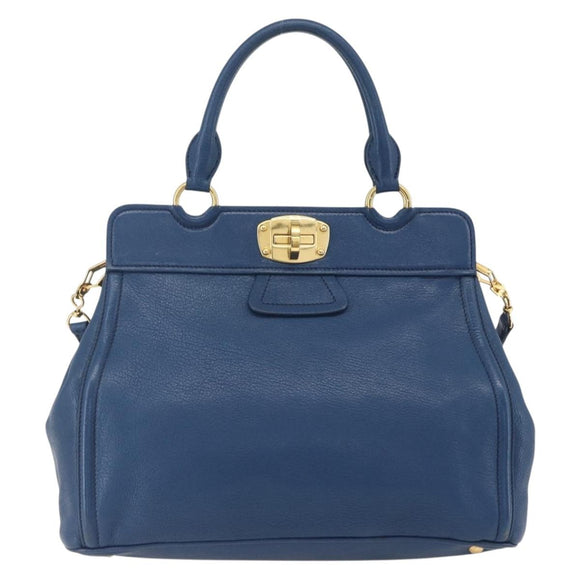 Miu Miu Handtasche Leder 2-Wege Blau Gold Original 156133