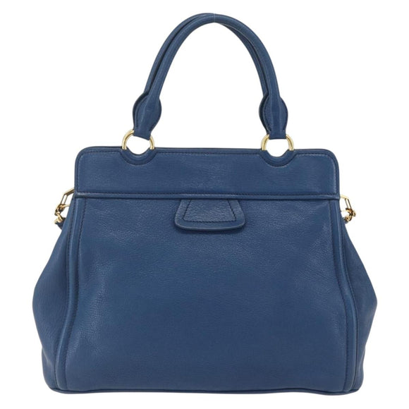 Miu Miu Handtasche Leder 2-Wege Blau Gold Original 156133