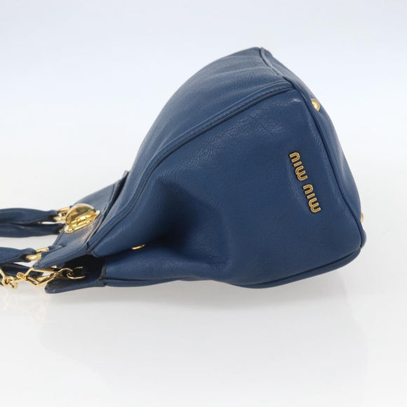 Miu Miu Handtasche Leder 2-Wege Blau Gold Original 156133