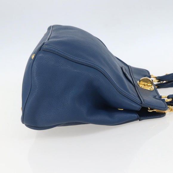 Miu Miu Handtasche Leder 2-Wege Blau Gold Original 156133