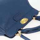 Miu Miu Handtasche Leder 2-Wege Blau Gold Original 156133-6