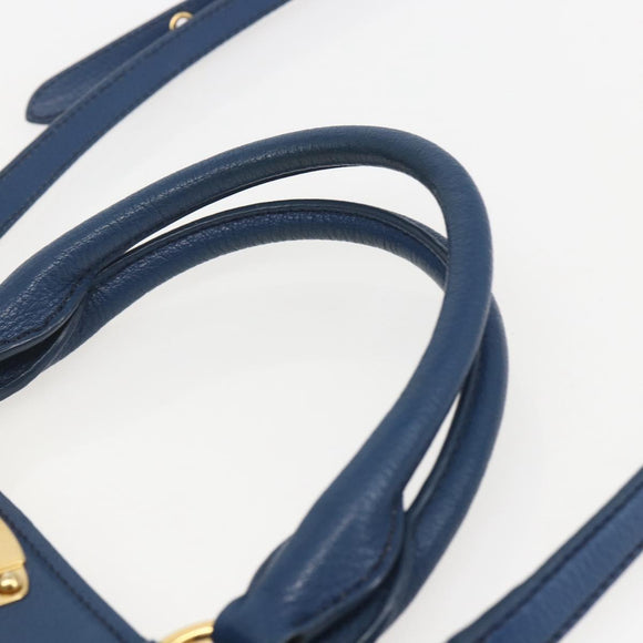 Miu Miu Handtasche Leder 2-Wege Blau Gold Original 156133