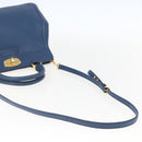 Miu Miu Handtasche Leder 2-Wege Blau Gold Original 156133-8