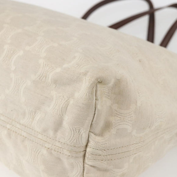 CELINE Paris Macadam Canvas Tote Bag Beige Gold Auth 156134