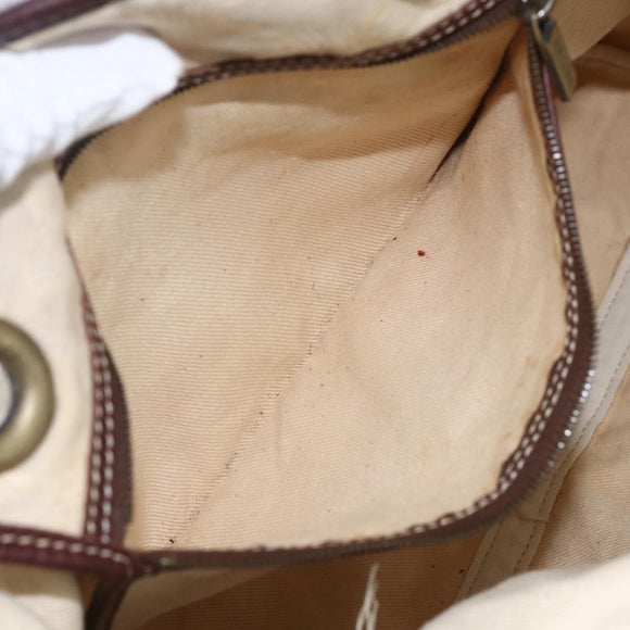 CELINE Paris Macadam Canvas Tote Bag Beige Gold Auth 156134