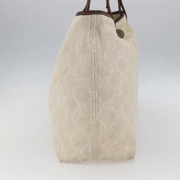 CELINE Paris Macadam Canvas Tote Bag Beige Gold Auth 156134