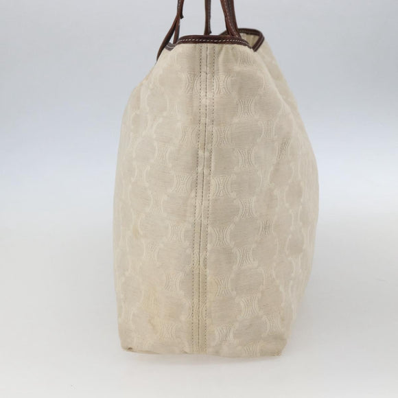 CELINE Paris Macadam Canvas Tote Bag Beige Gold Auth 156134