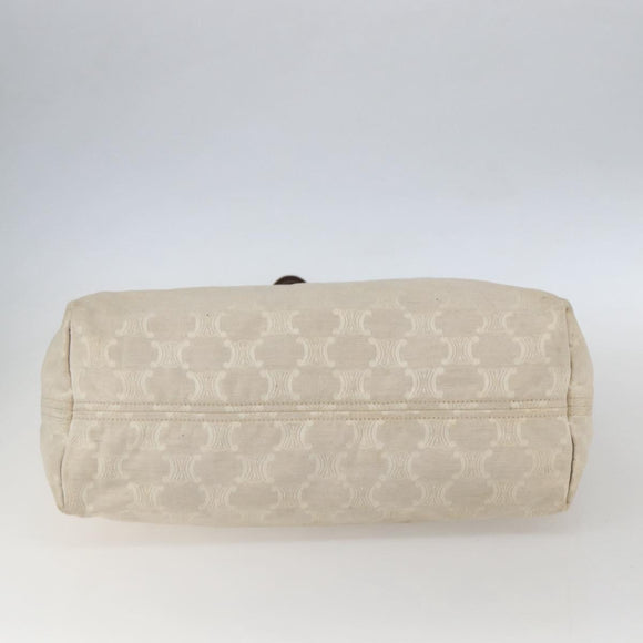 CELINE Paris Macadam Canvas Tote Bag Beige Gold Auth 156134