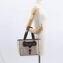 BVLGARI Logo Mania Hand Bag Canvas Beige Silver Auth 156135-21