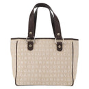 BVLGARI Logo Mania Hand Bag Canvas Beige Silver Auth 156135-2