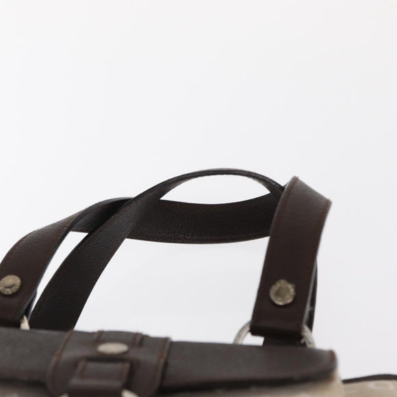 BVLGARI Logo Mania Hand Bag Canvas Beige Silver Auth 156135