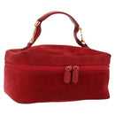 GUCCI Vanity Hand Bag Suede Red Gold 032 1705 0140 Auth 156137-1