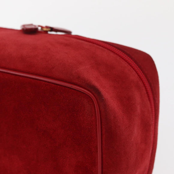 GUCCI Vanity Hand Bag Suede Red Gold 032 1705 0140 Auth 156137