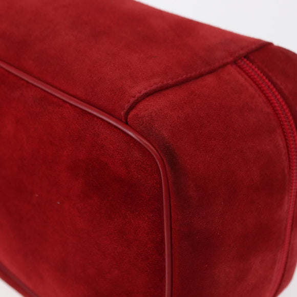 GUCCI Vanity Hand Bag Suede Red Gold 032 1705 0140 Auth 156137