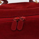 GUCCI Vanity Hand Bag Suede Red Gold 032 1705 0140 Auth 156137-17