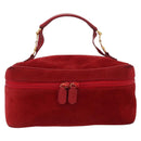 GUCCI Vanity Hand Bag Suede Red Gold 032 1705 0140 Auth 156137-13