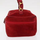GUCCI Vanity Hand Bag Suede Red Gold 032 1705 0140 Auth 156137-3