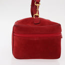 GUCCI Vanity Hand Bag Suede Red Gold 032 1705 0140 Auth 156137-4