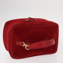 GUCCI Vanity Hand Bag Suede Red Gold 032 1705 0140 Auth 156137-6