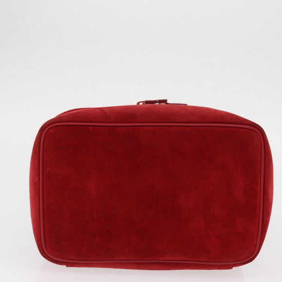 GUCCI Vanity Hand Bag Suede Red Gold 032 1705 0140 Auth 156137