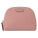 GUCCI Micro GG Supreme Pouch Leather outlet Pink Gold 449893 Auth 156138A-13