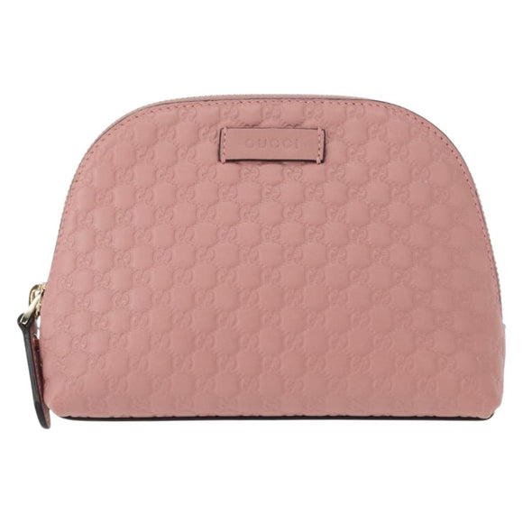 GUCCI Micro GG Supreme Pouch Leather outlet Pink Gold 449893 Auth 156138V
