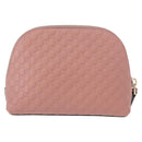 GUCCI Micro GG Supreme Pouch Leather outlet Pink Gold 449893 Auth 156138V-2