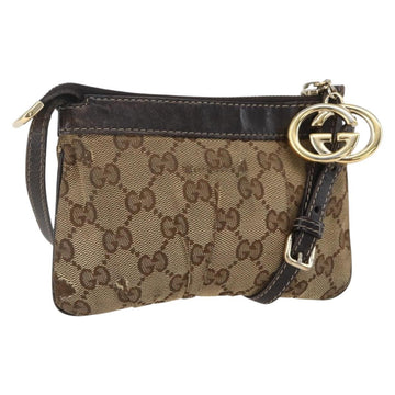 GUCCI GG Canvas Shoulder Bag Beige Gold 212216 Auth 156139