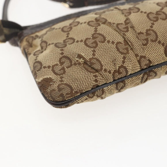 GUCCI GG Canvas Shoulder Bag Beige Gold 212216 Auth 156139