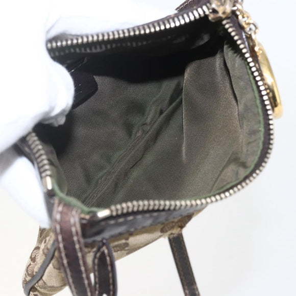 GUCCI GG Canvas Shoulder Bag Beige Gold 212216 Auth 156139