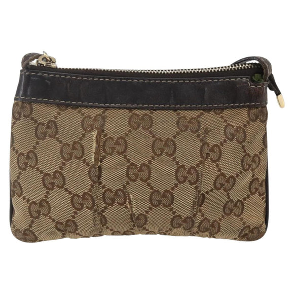 GUCCI GG Canvas Shoulder Bag Beige Gold 212216 Auth 156139