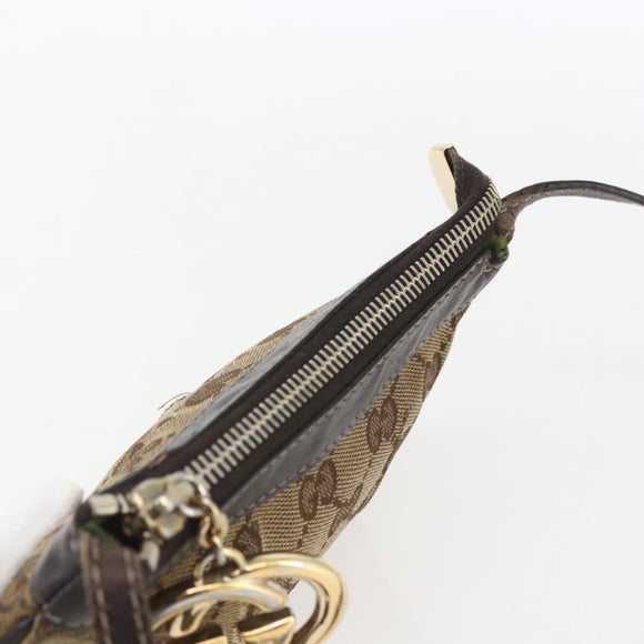 GUCCI GG Canvas Shoulder Bag Beige Gold 212216 Auth 156139