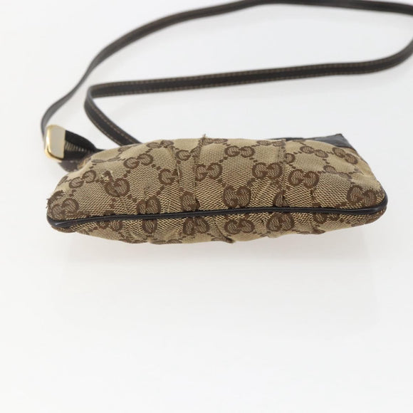 GUCCI GG Canvas Shoulder Bag Beige Gold 212216 Auth 156139