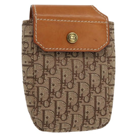 Christian Dior Trotter Canvas Cigarette Case Beige Gold Auth 156140
