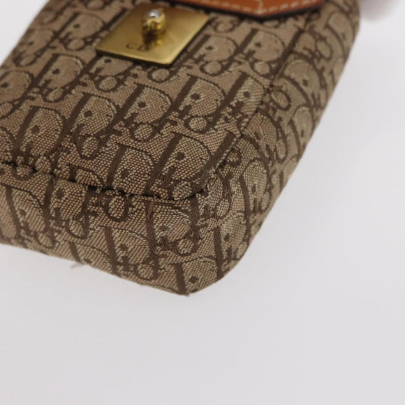 Christian Dior Trotter Canvas Cigarette Case Beige Gold Auth 156140