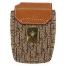 Christian Dior Trotter Canvas Cigarette Case Beige Gold Auth 156140-2