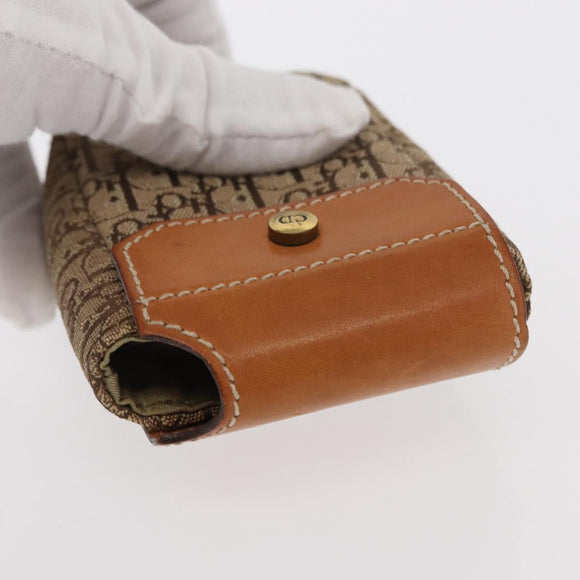 Christian Dior Trotter Canvas Cigarette Case Beige Gold Auth 156140