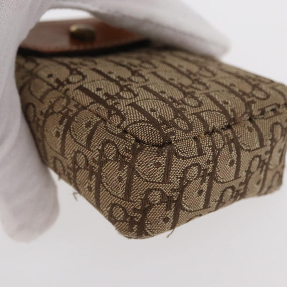 Christian Dior Trotter Canvas Cigarette Case Beige Gold Auth 156140