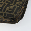 FENDI Zucca Canvas Shoulder Bag Black Brown Auth 156141-16