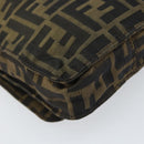 FENDI Zucca Canvas Shoulder Bag Black Brown Auth 156141-17