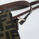 FENDI Zucca Canvas Shoulder Bag Black Brown Auth 156141-18