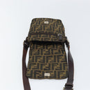 FENDI Zucca Canvas Shoulder Bag Black Brown Auth 156141-19