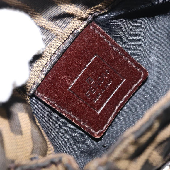 FENDI Zucca Canvas Shoulder Bag Black Brown Auth 156141