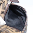 FENDI Zucca Canvas Shoulder Bag Black Brown Auth 156141-23