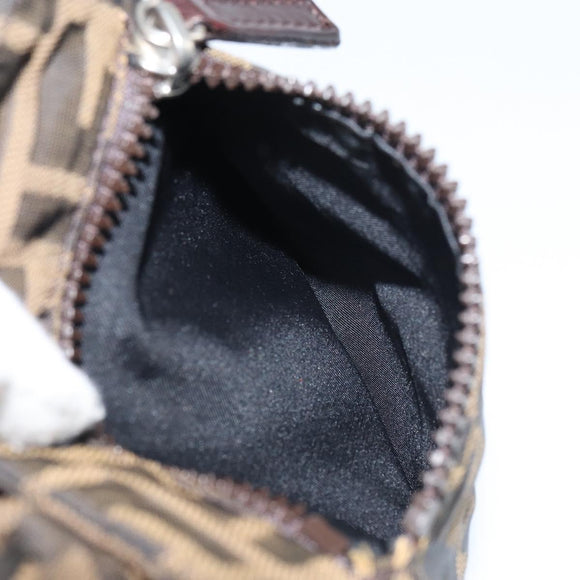 FENDI Zucca Canvas Shoulder Bag Black Brown Auth 156141