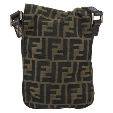 FENDI Zucca Canvas Shoulder Bag Black Brown Auth 156141 - 0
