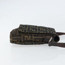 FENDI Zucca Canvas Shoulder Bag Black Brown Auth 156141-3